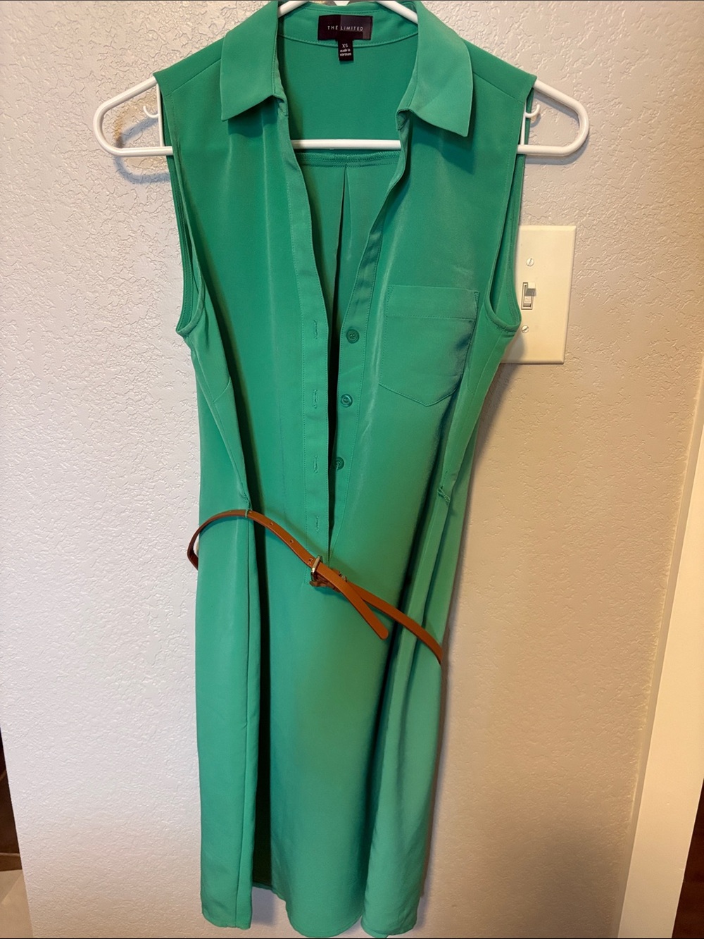 The Limited Sleeveless Teal-Green Shirt Dress